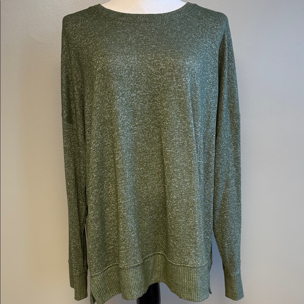 Time and Tru Long Sleeve Knit Top | Women’s XXL | Green Heather